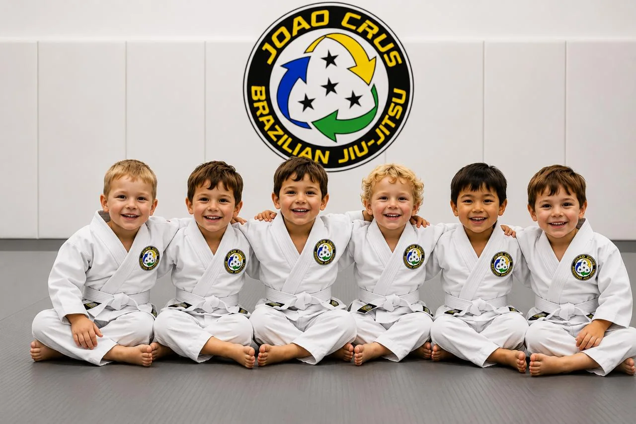 Young children in Brazilian Jiu-Jitsu class at Joao Crus BJJ